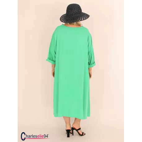 Robe oversize unie été BRENTA vert