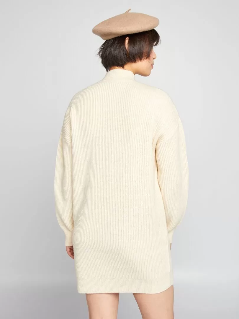 Robe pull côtelé - Beige