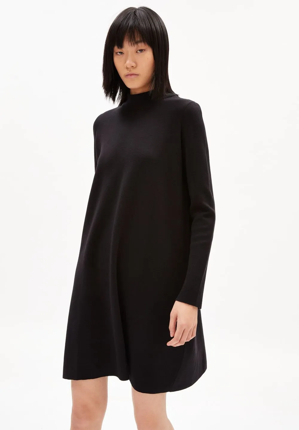 Robe pull à col cheminée noire en coton bio - friadaa Black femme