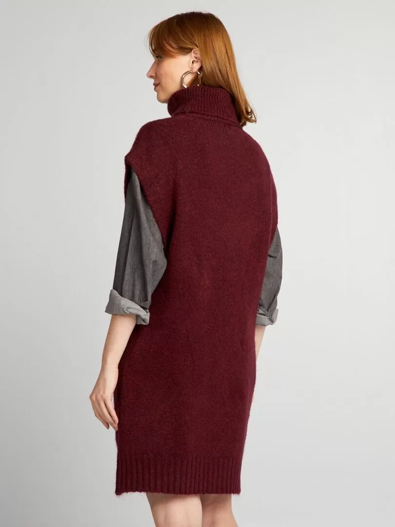 Robe pull à col roulé - Rouge