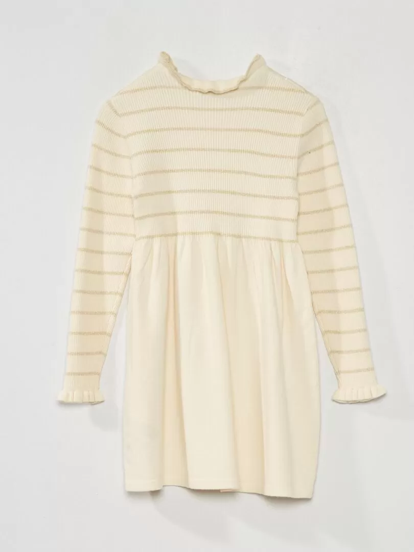 Robe pull à rayures - Beige