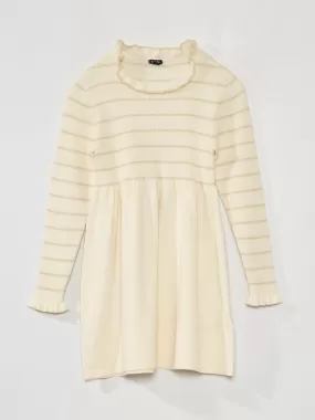 Robe pull à rayures - Beige