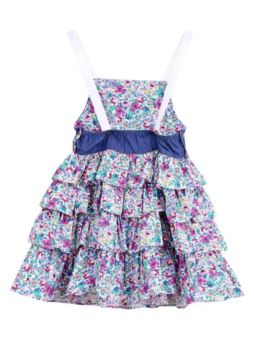 Robe Salopette Fille  Fleurs Violettes Bleu Rose  GIGI - La Faute à Voltaire - Violet