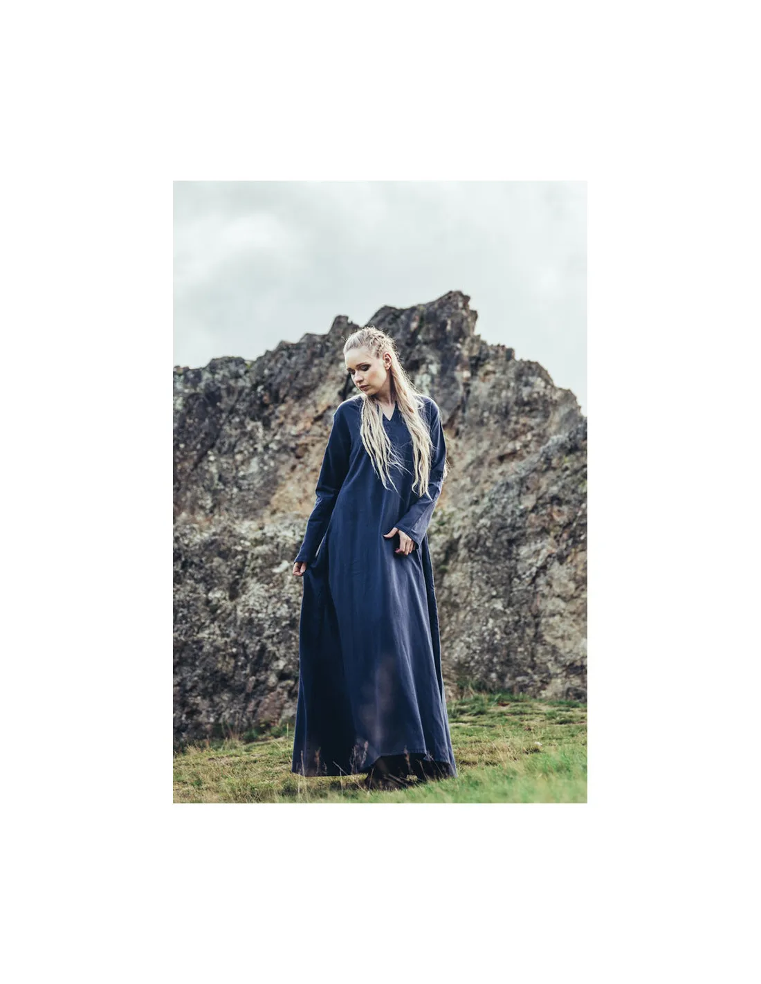 Robe Viking en coton Valdis, bleu nuit ⚔️ Boutique Épées