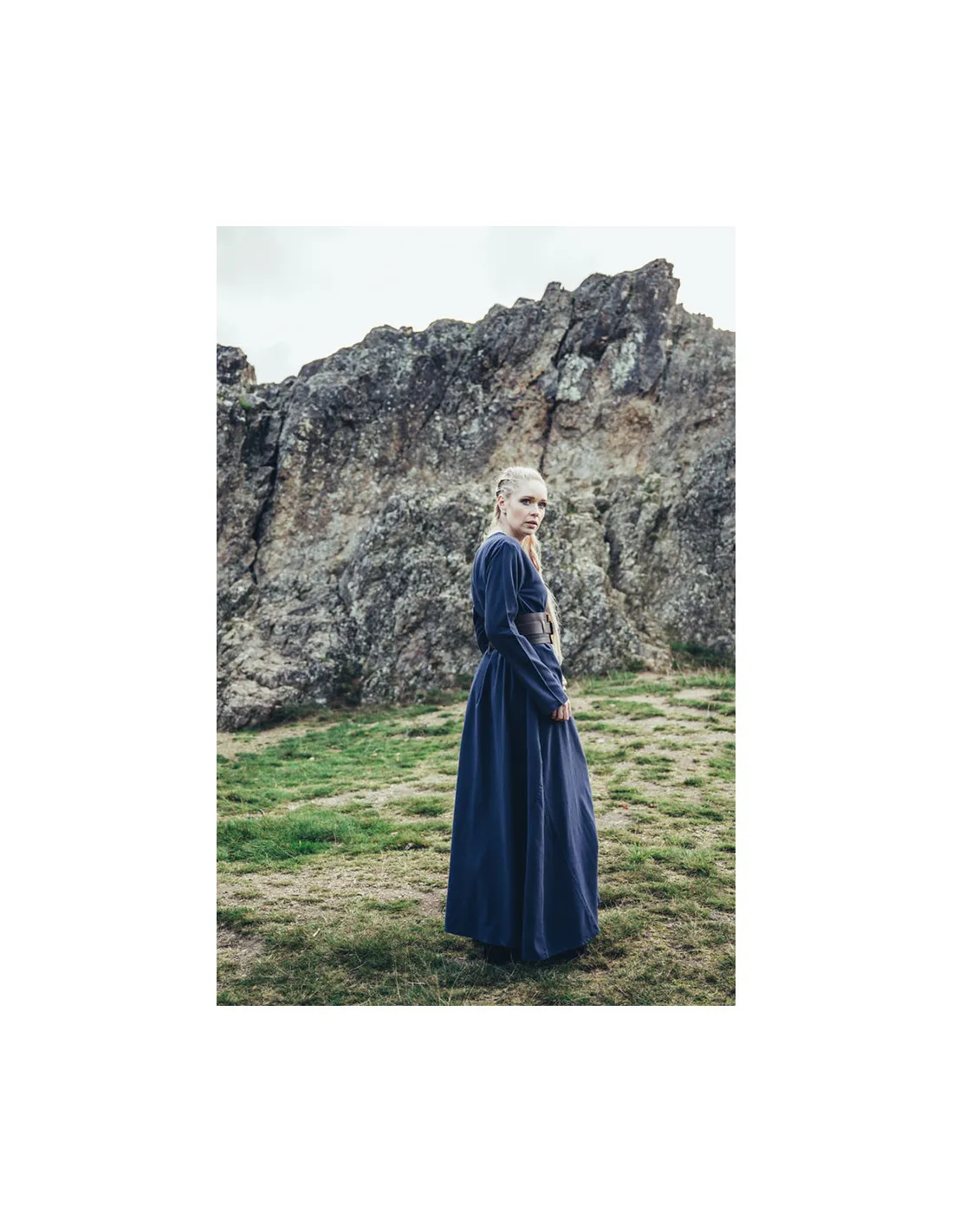 Robe Viking en coton Valdis, bleu nuit ⚔️ Boutique Épées