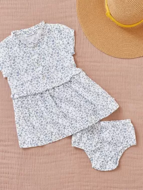 Set robe + bloomer fleuri, Noukie's - Bleu