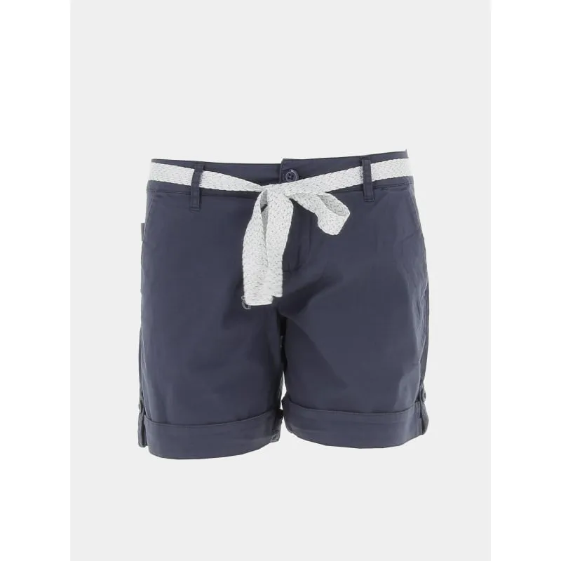 Short caro en lin pull-up vert femme - Only | wimod