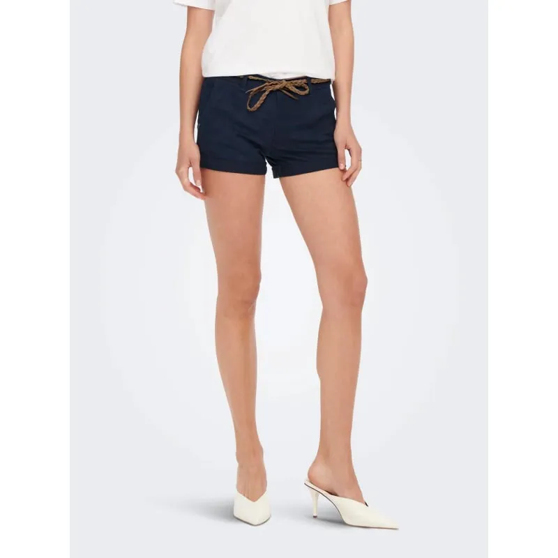 Short caro en lin pull-up vert femme - Only | wimod