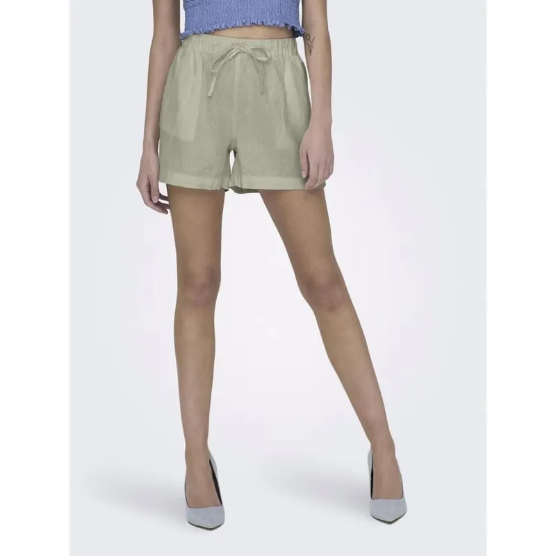 Short caro en lin pull-up vert femme - Only | wimod