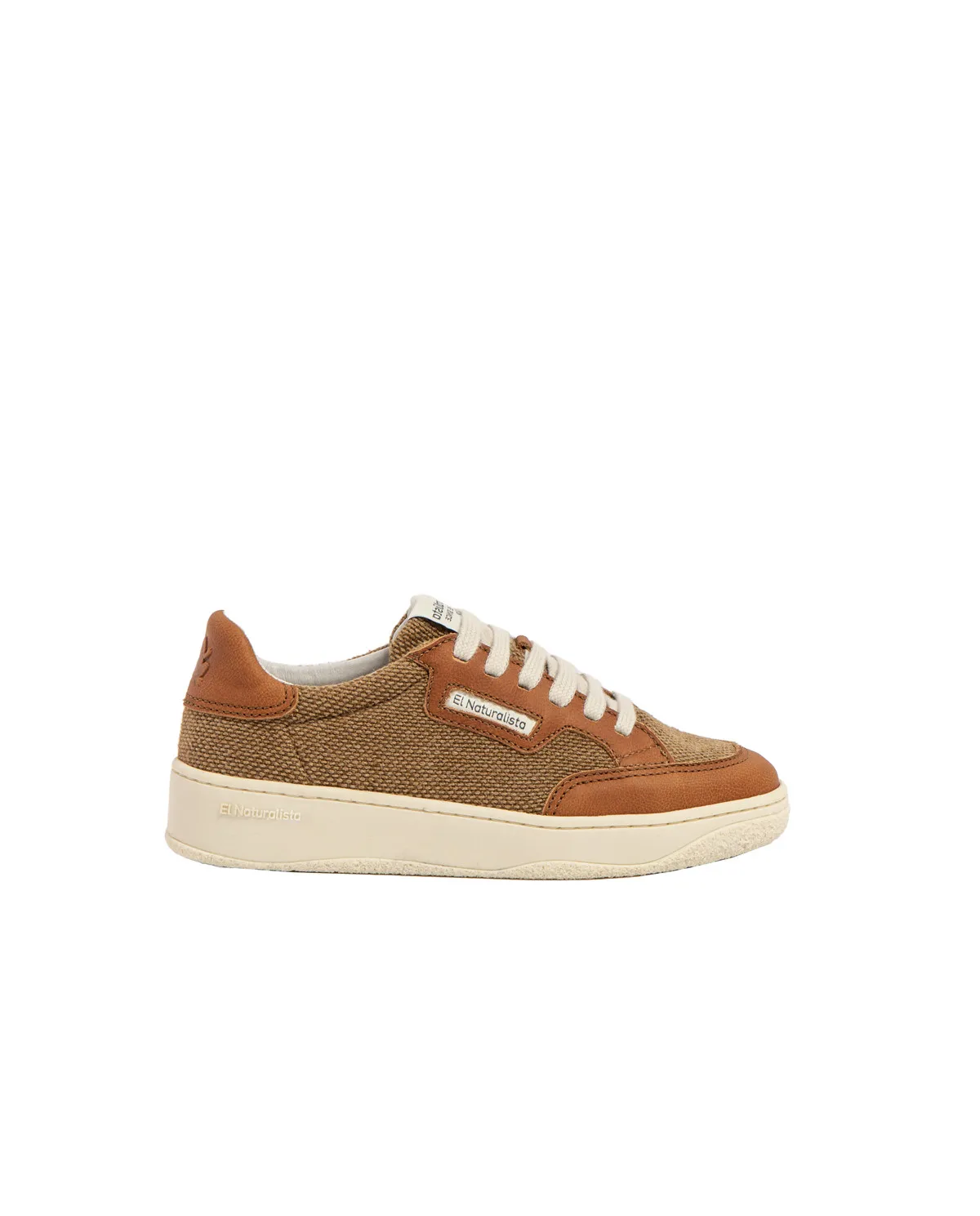 Sneakers en cuir et textile - Marron