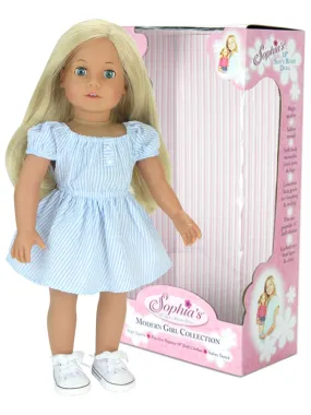 Sophia's - 18" Poupee - Doll Blonde + robe à rayures bleues et blanches, baskets en toile blanche - N/A