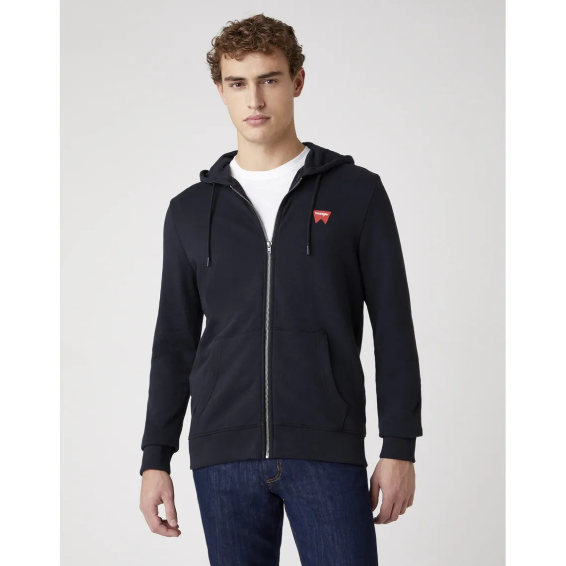 Sweat Zip Thru Hoodie Noir en coton Wrangler - Pull / Gilet / Sweatshirt Homme sur MenCorner