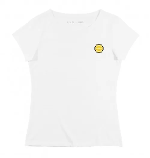 T-shirt Femme Pixel Citron - Top Imprimé Rondelle de Citron | Grafitee