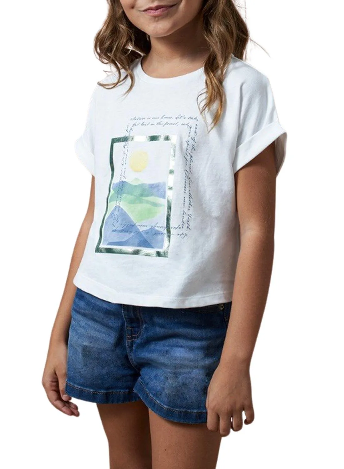 T-shirt Mayoral Graphic Blanc Pour Fille