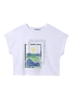 T-shirt Mayoral Graphic Blanc Pour Fille