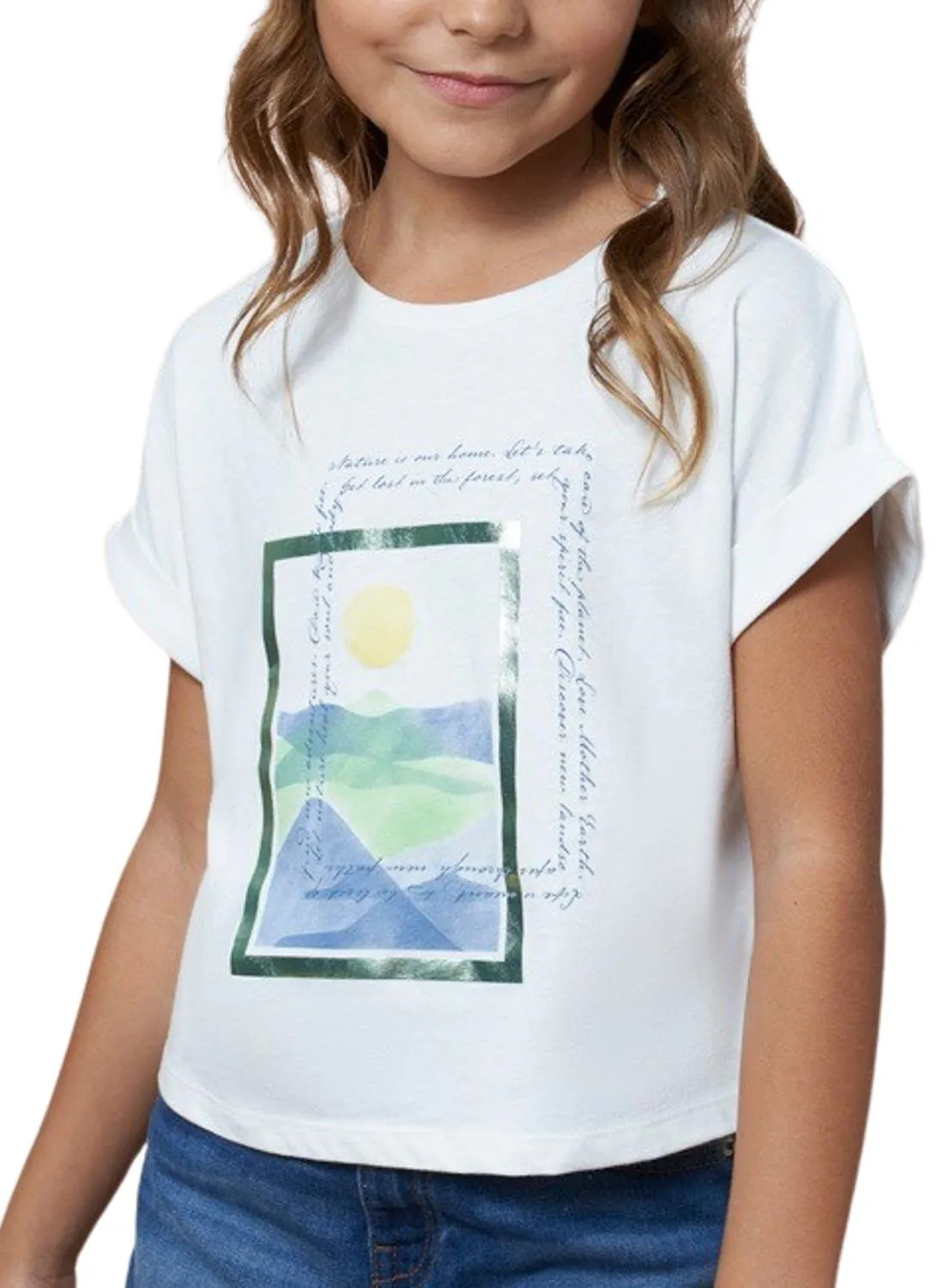 T-shirt Mayoral Graphic Blanc Pour Fille