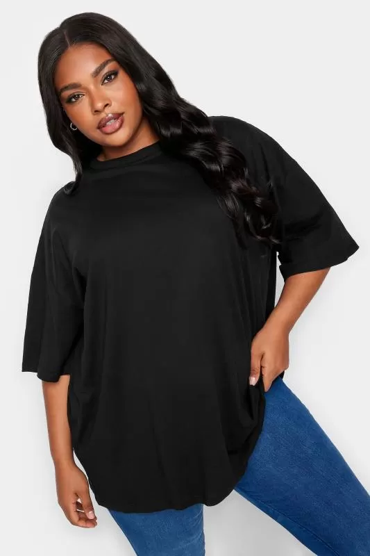 T-Shirt Noir Oversize Manches Longues Amples