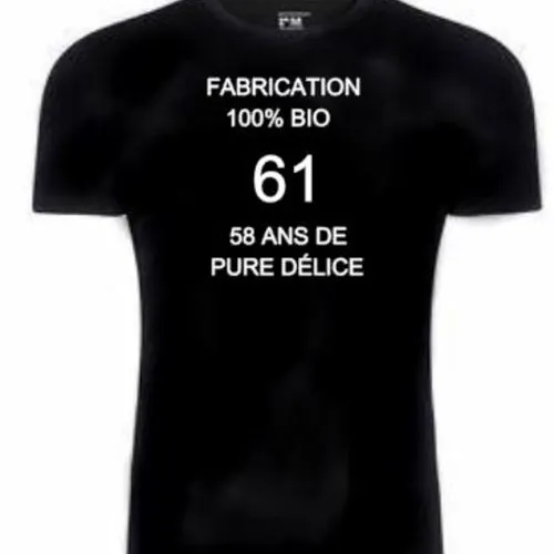 T-shirt noir  texte humoristique 100 % bio