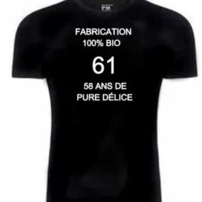 T-shirt noir  texte humoristique 100 % bio