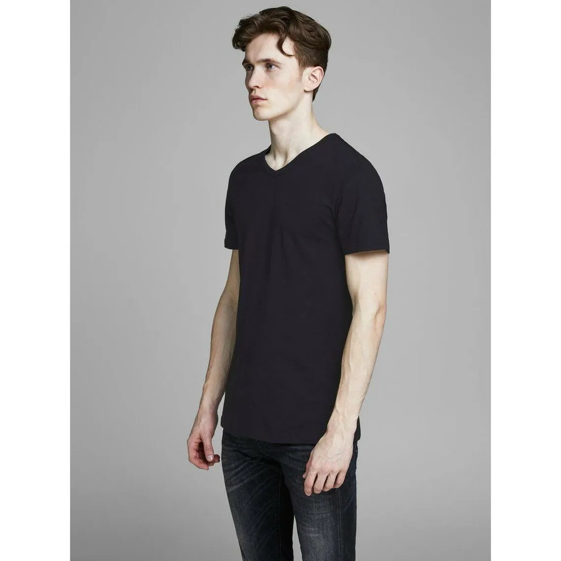 T-shirt Regular Fit Col en V Manches 2/4 Noir Drew Jack & Jones - T-shirt / Polo Homme sur MenCorner