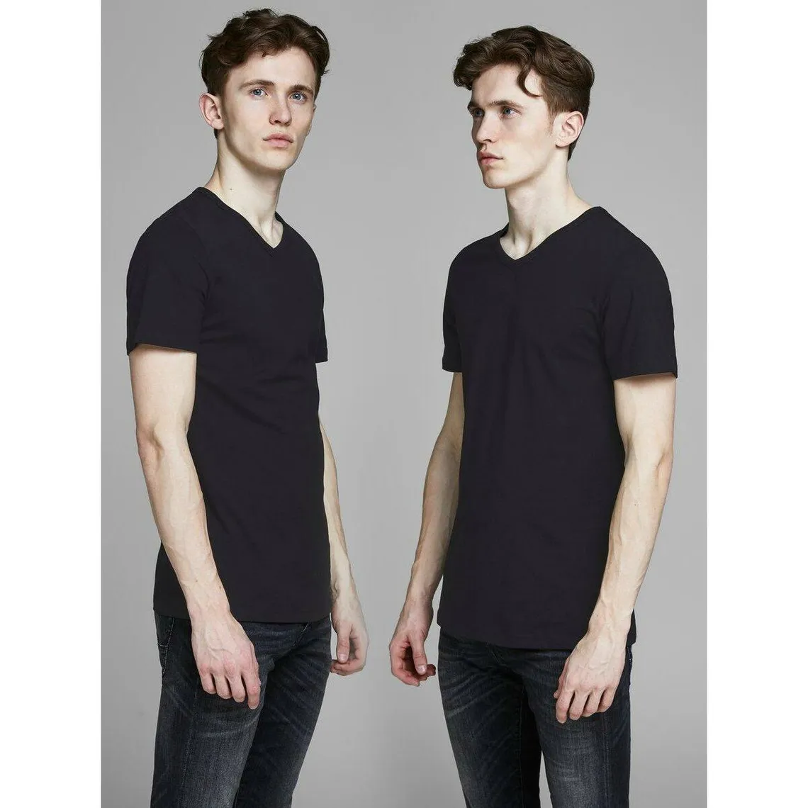 T-shirt Regular Fit Col en V Manches 2/4 Noir Drew Jack & Jones - T-shirt / Polo Homme sur MenCorner