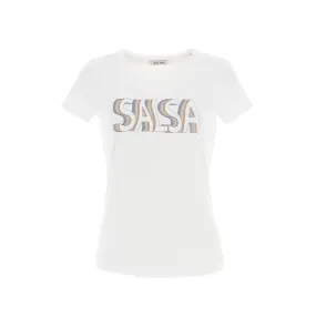 T-shirt regular graphic paillettes blanc femme - Salsa | wimod