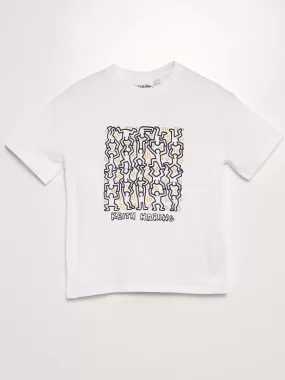 T-shirt 'Keith Haring' à col rond - Blanc