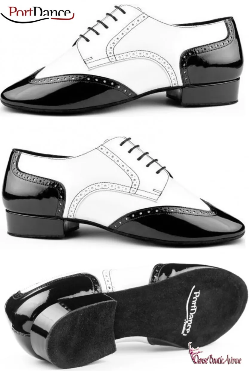 TANGO SHOES WHITE BLACK PD042 CHAUSSURES DANSE HOMMES