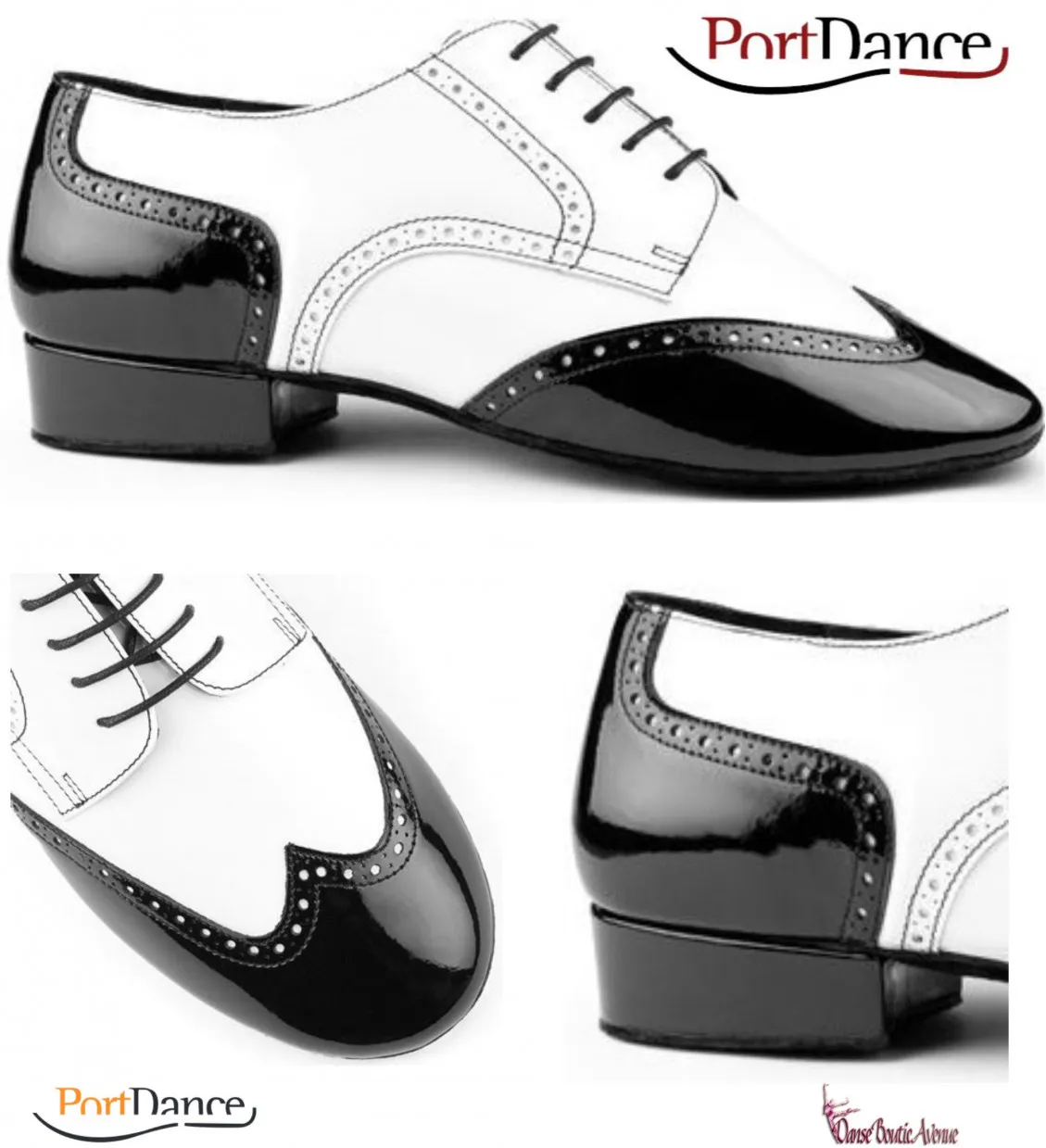 TANGO SHOES WHITE BLACK PD042 CHAUSSURES DANSE HOMMES