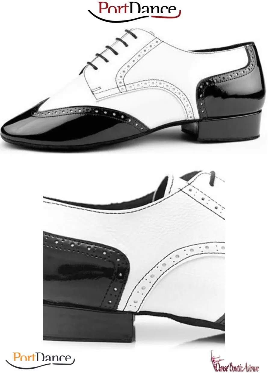 TANGO SHOES WHITE BLACK PD042 CHAUSSURES DANSE HOMMES