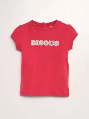 Tee-shirt manches courtes imprimé - Rouge bisous