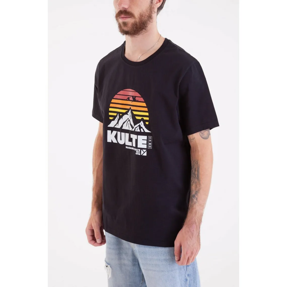 Tee-shirt NAGANO noir en coton Kulte - T-shirt / Polo Homme sur MenCorner