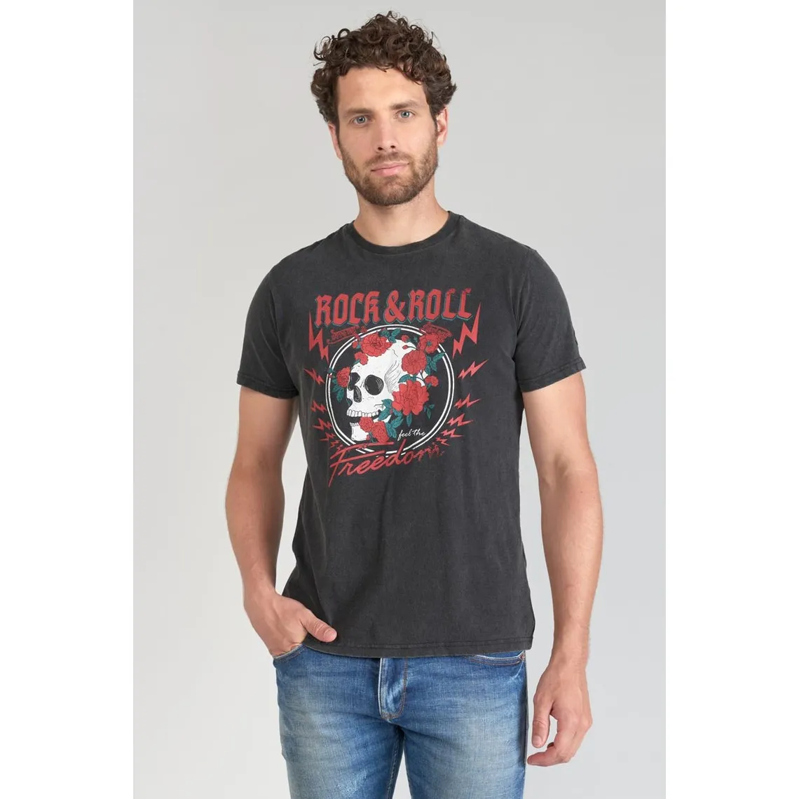 Tee-Shirt STIPE noir en coton Le Temps des Cerises - T-shirt / Polo Homme sur MenCorner