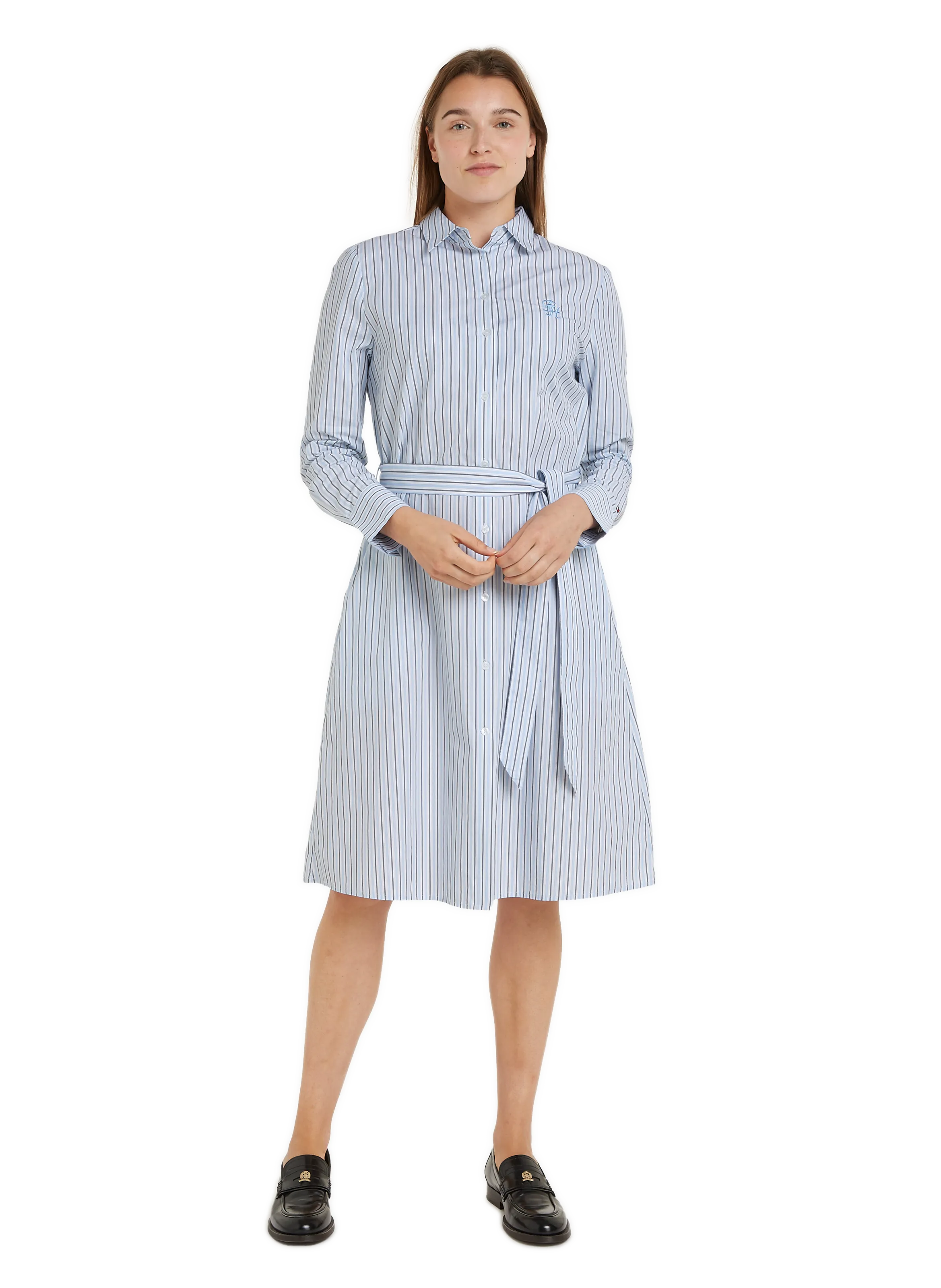 TOMMY HILFIGER  Robe chemise midi en coton  - Bleu