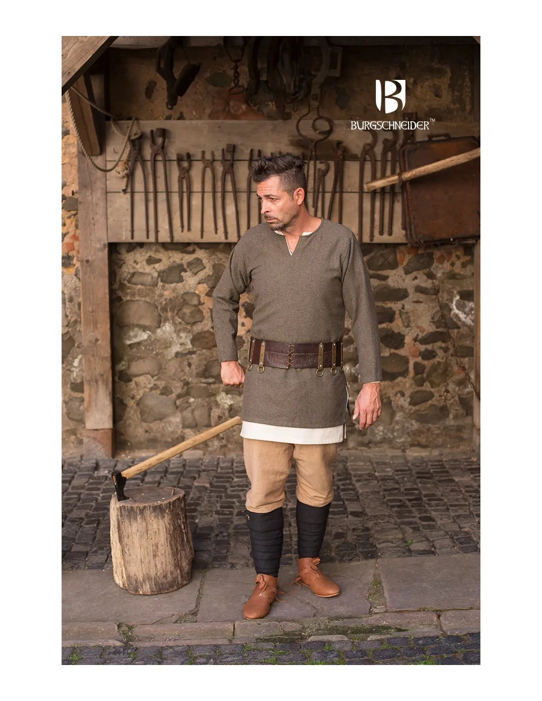 Tunique Courte Tyr, Olive-Grey ⚔️ Boutique Épées