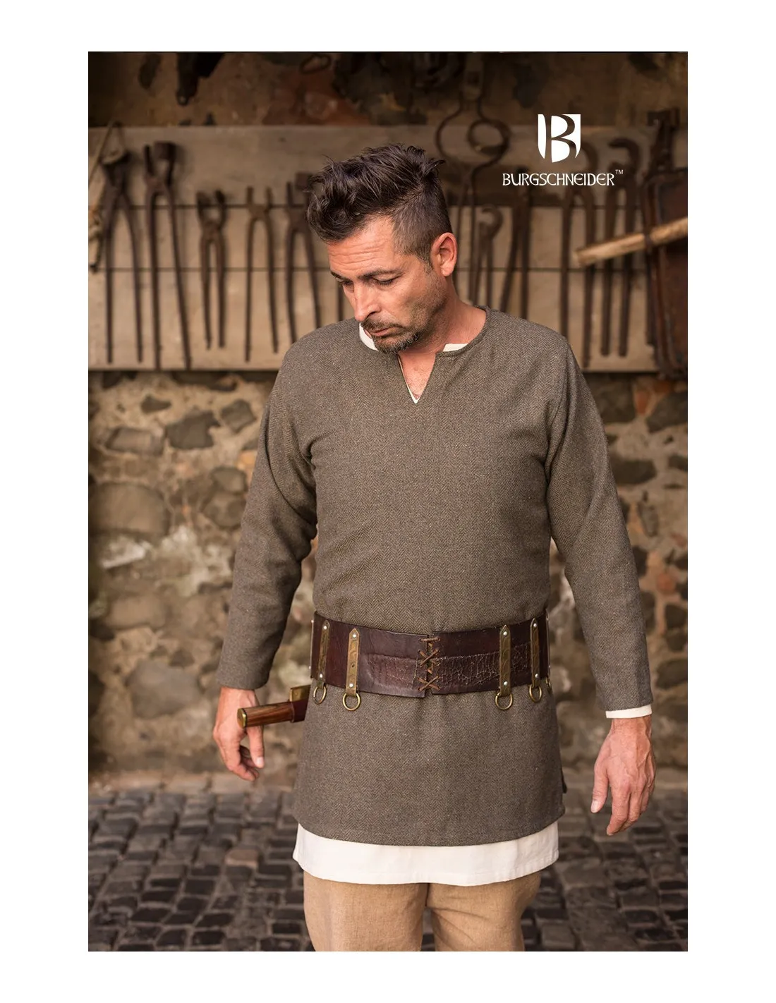 Tunique Courte Tyr, Olive-Grey ⚔️ Boutique Épées