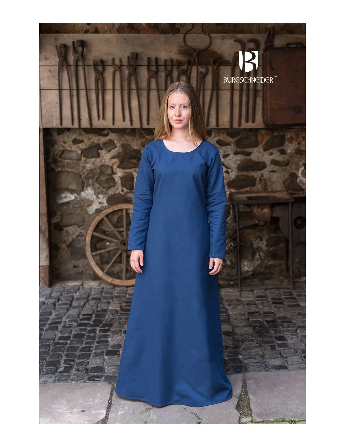 Tunique médiévale Freya, bleu ⚔️ Boutique Épées