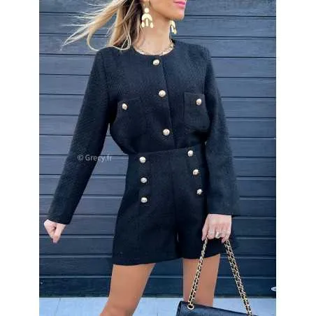 Veste courte tweed noire