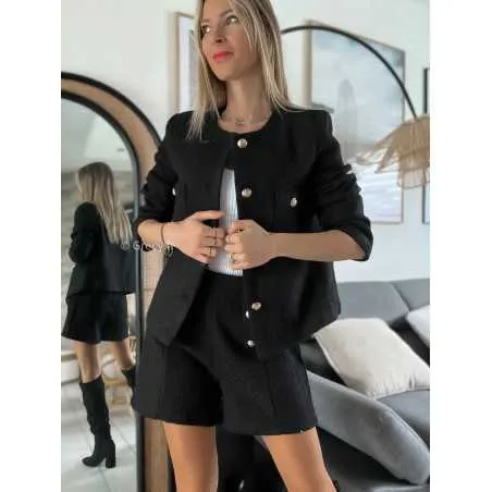 Veste courte tweed noire