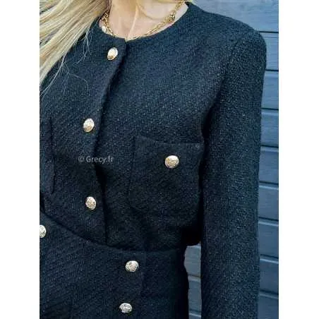 Veste courte tweed noire