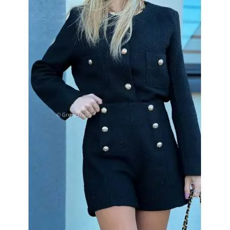 Veste courte tweed noire