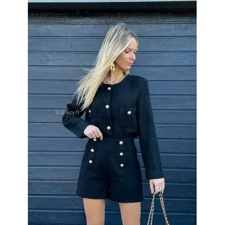 Veste courte tweed noire