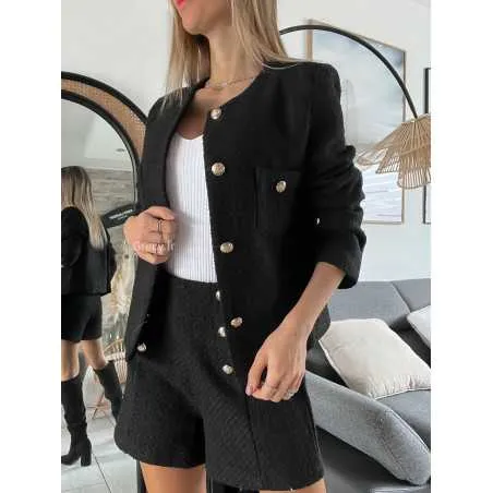 Veste courte tweed noire