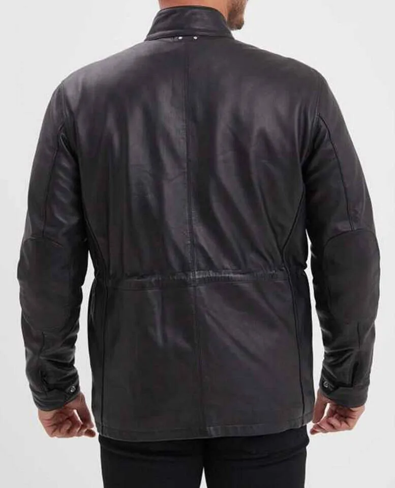 Veste cuir homme vintage noir