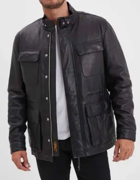 Veste cuir homme vintage noir