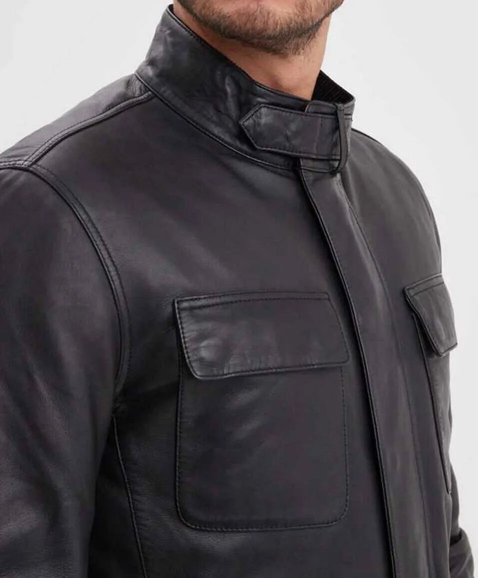 Veste cuir homme vintage noir