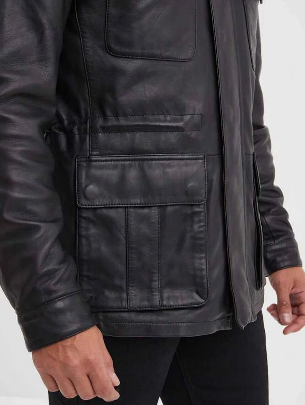 Veste cuir homme vintage noir