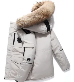 Veste d'hiver avec capuche en fourrure pour hommes