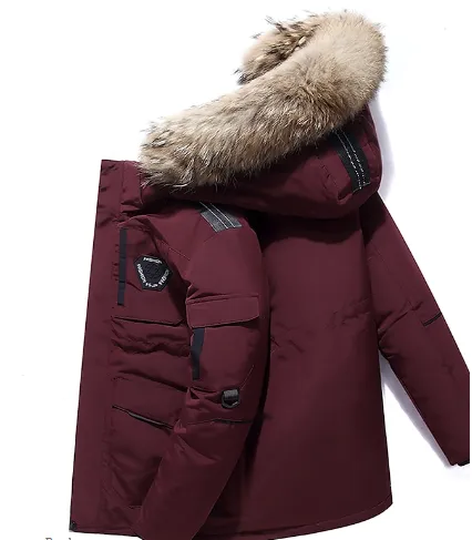 Veste d'hiver avec capuche en fourrure pour hommes