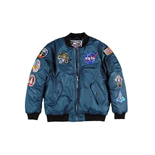 Veste Nasa Bleue métallique à 8 écussons pour adulte mixte